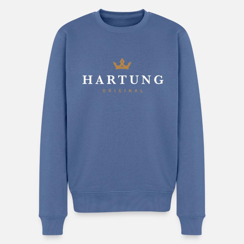 Hartung Original Familienlogo - Männer Premium Bio Pullover - Taubenblau