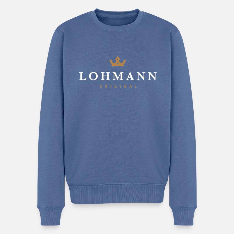 Lohmann Original Familienlogo - Männer Premium Bio Pullover - Taubenblau