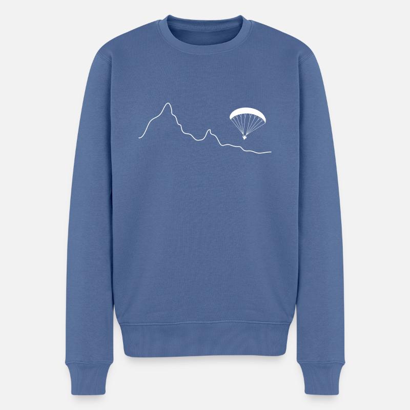 Paraglider über Bergkulisse - Männer Premium Bio Pullover - Taubenblau