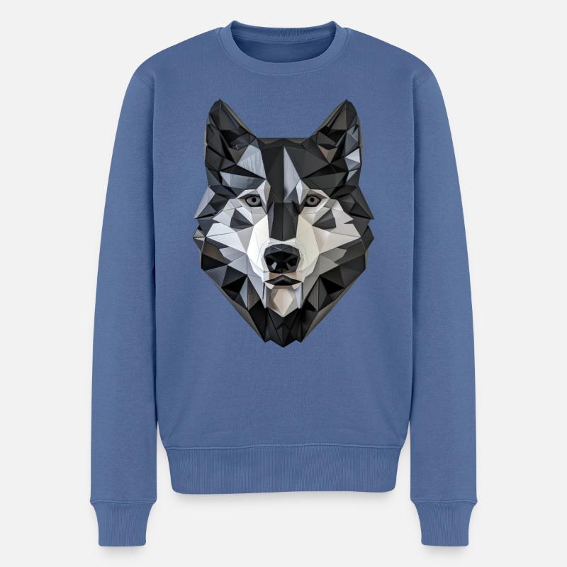 Husky polygonal - Pull Premium bio Homme - bleu pigeon