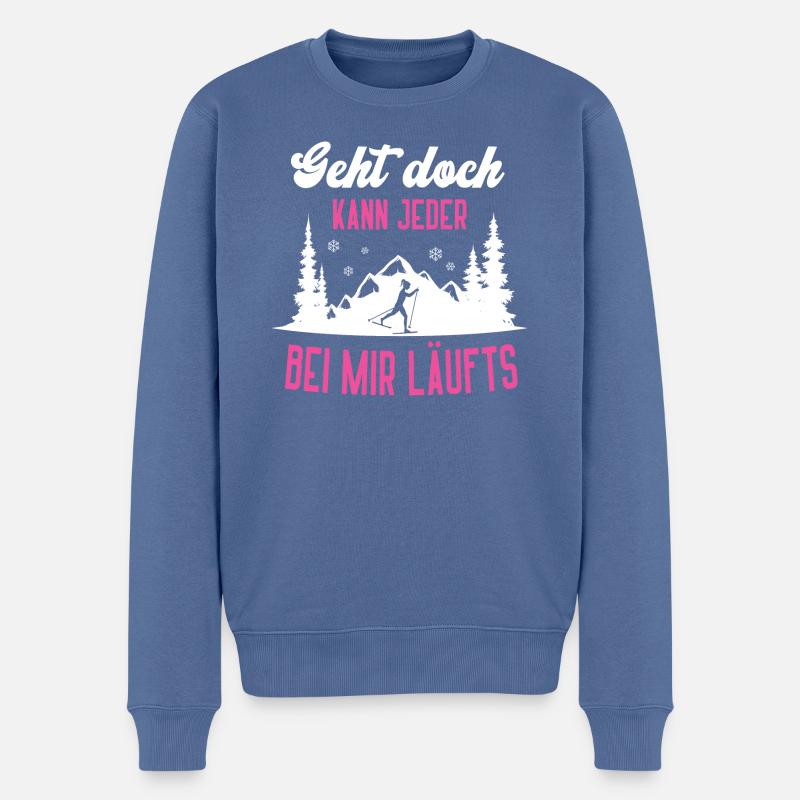 Skilanglauf Langlaufen Langläuferin Ski Langlauf - Männer Premium Bio Pullover - Taubenblau