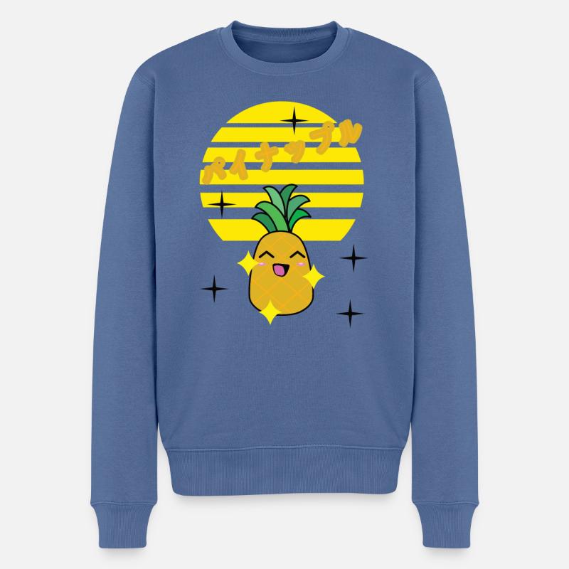 kawaii pineapple fun - Männer Premium Bio Pullover - Taubenblau