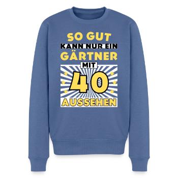 So gut kann nur ein Gärtner mit 40 aussehen - Männer Premium Bio Pullover - Taubenblau - Vorne - Nico (187cm)