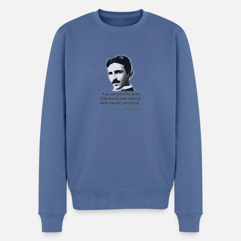 Nikola Tesla Zitat - Männer Premium Bio Pullover - Taubenblau