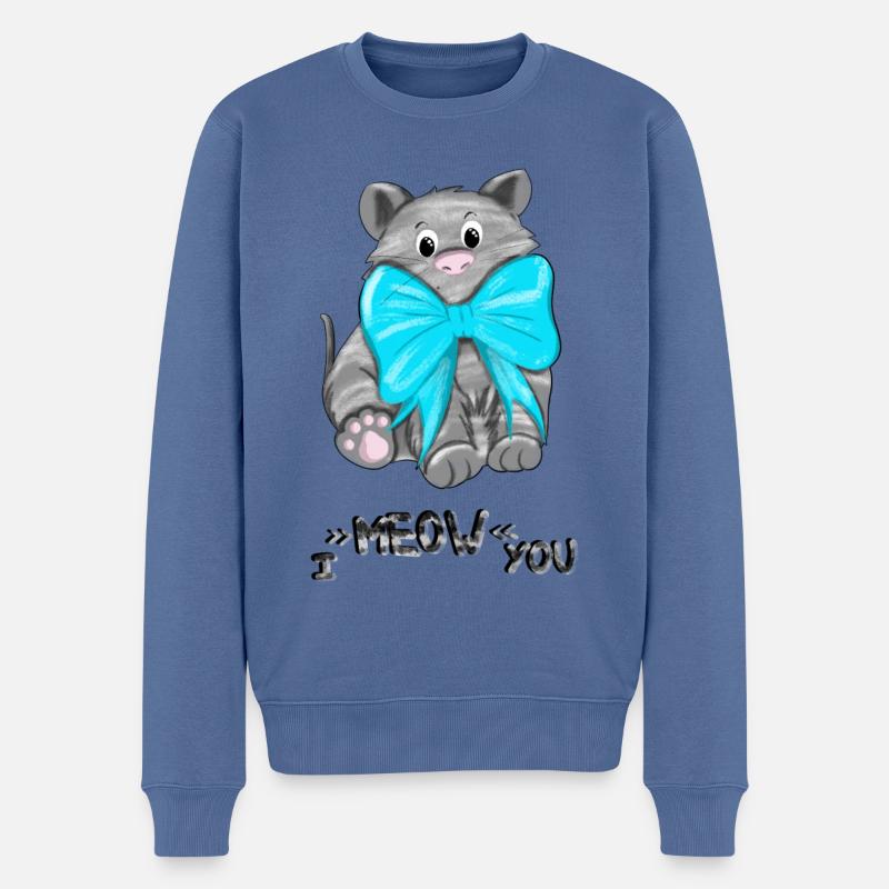 I meow you - Männer Premium Bio Pullover - Taubenblau