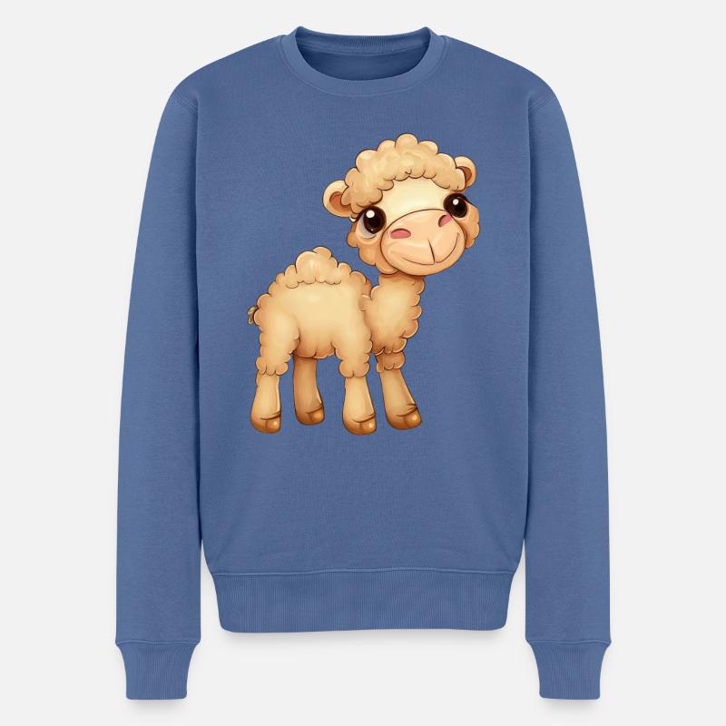 Flauschiges süßes Dromedar - Männer Premium Bio Pullover - Taubenblau