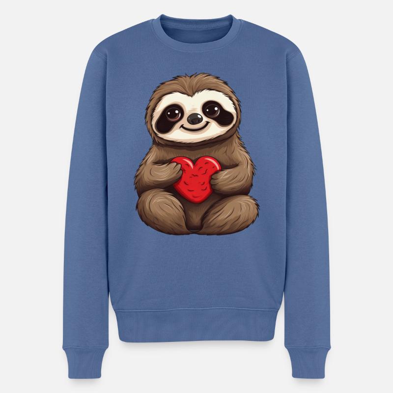 Faultier Liebe - Verliebt, Freundschaft und - Männer Premium Bio Pullover - Taubenblau