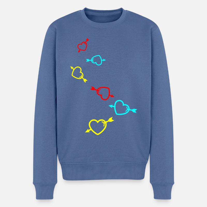 Herz symbol pfeil - Männer Premium Bio Pullover - Taubenblau