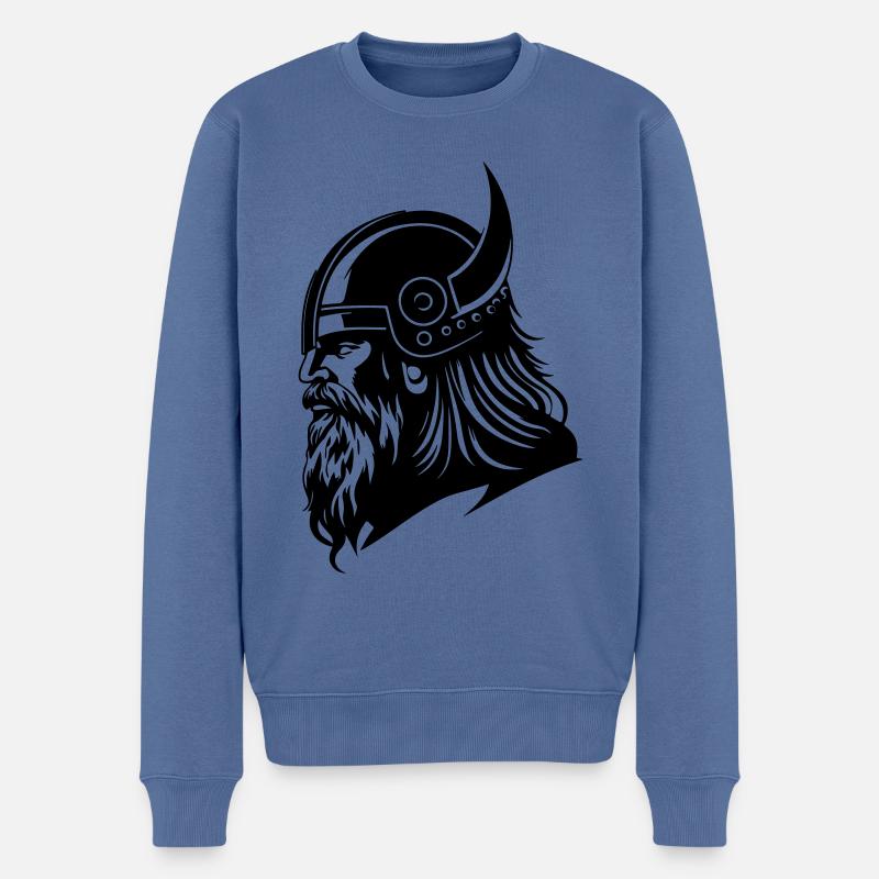 Guerrier viking Head Viking - Pull Premium bio Homme - bleu pigeon