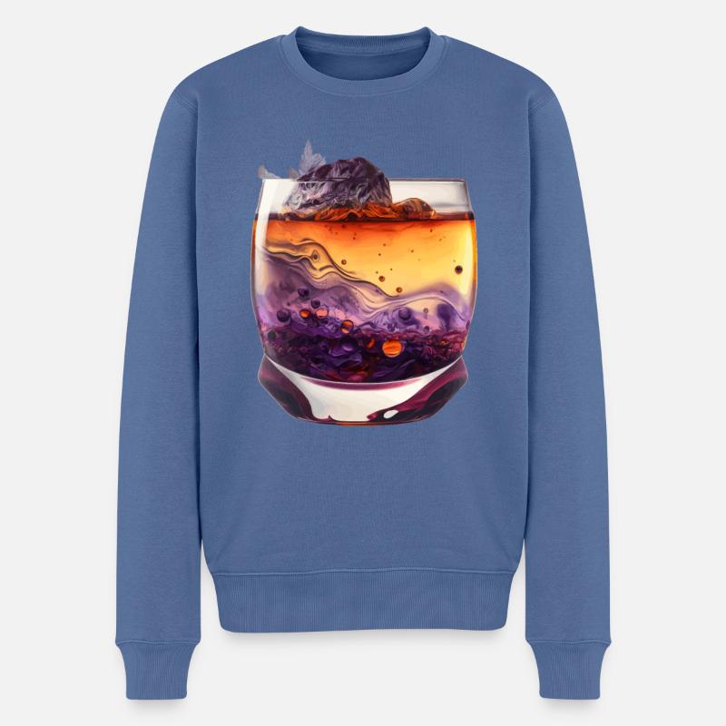 Whiskey Glas Geschenk - Männer Premium Bio Pullover - Taubenblau