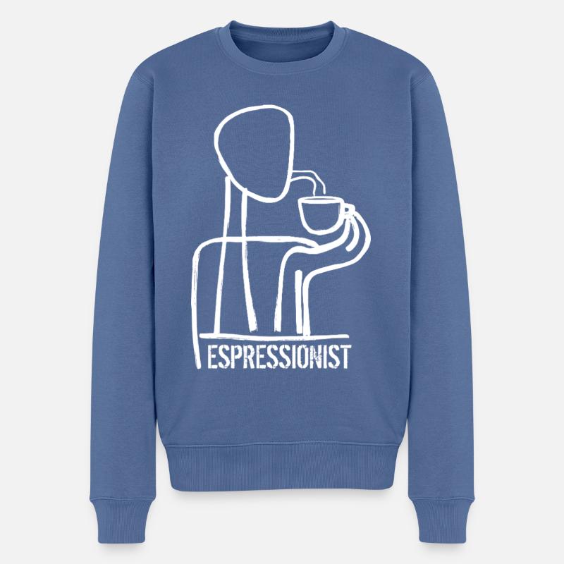 Espressionist - Espresso - Kaffee trinken - Männer Premium Bio Pullover - Taubenblau
