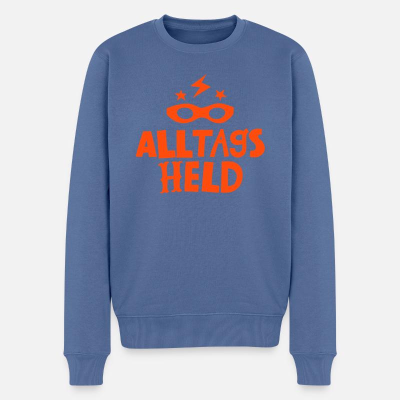 Alltagsheld - Männer Premium Bio Pullover - Taubenblau