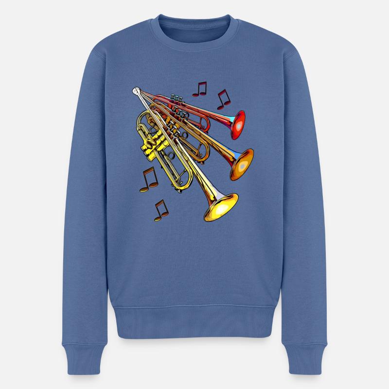 Légatie trompette notes jaune - Pull Premium bio Homme - bleu pigeon