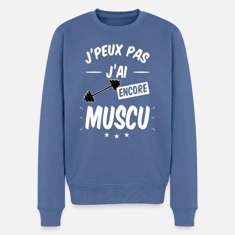 MUSCULATION - J'peux pas j'ai encore muscu - Pull Premium bio Homme - bleu pigeon