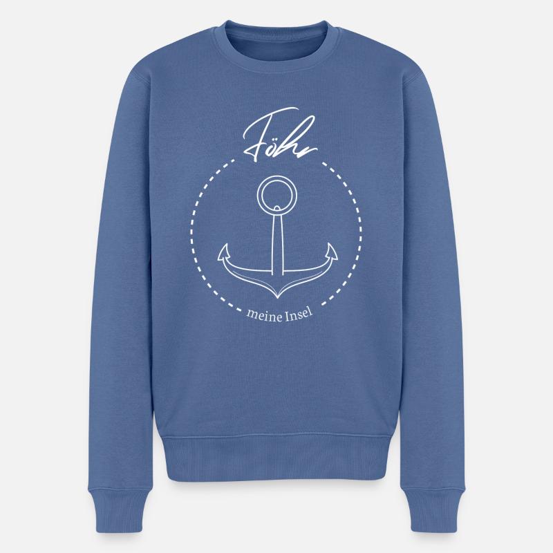 Föhr meine Insel cooler Spruch mit Anker Meer - Männer Premium Bio Pullover - Taubenblau