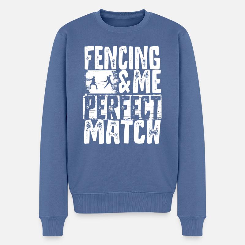 Fechten Fechtkampf - Männer Premium Bio Pullover - Taubenblau