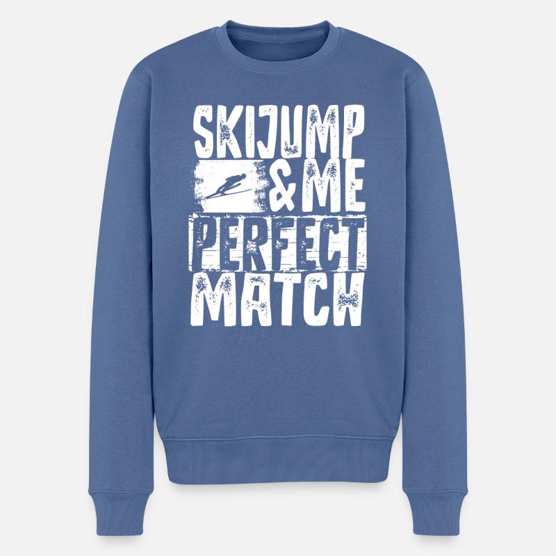 Saut à ski - Pull Premium bio Homme - bleu pigeon