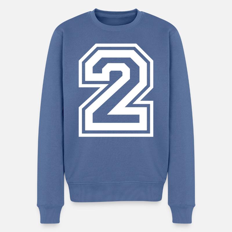 2 Zahl nummer - Männer Premium Bio Pullover - Taubenblau