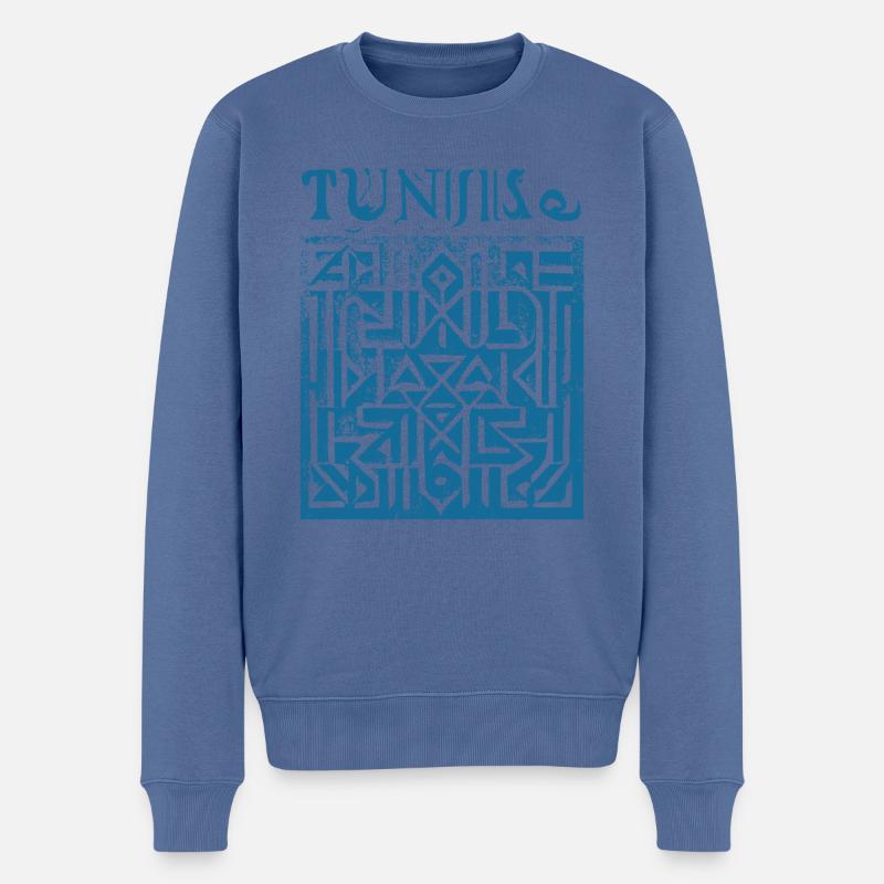 TUNESIEN GEOMETRISCH - Männer Premium Bio Pullover - Taubenblau