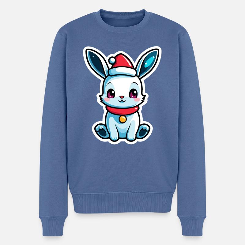 Illustration de Noël lapin - Pull Premium bio Homme - bleu pigeon