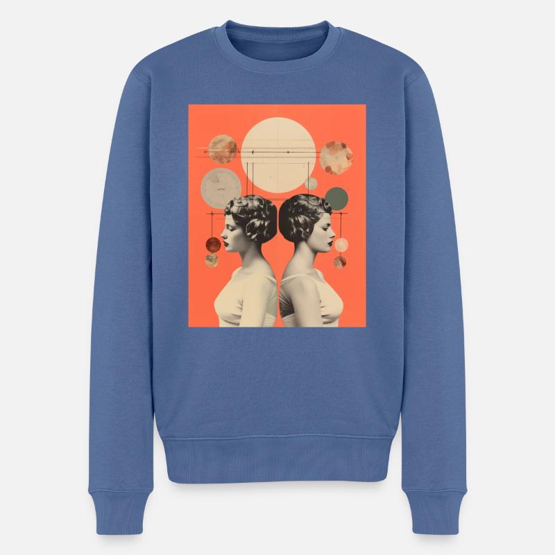 Zwillinge - Männer Premium Bio Pullover - Taubenblau