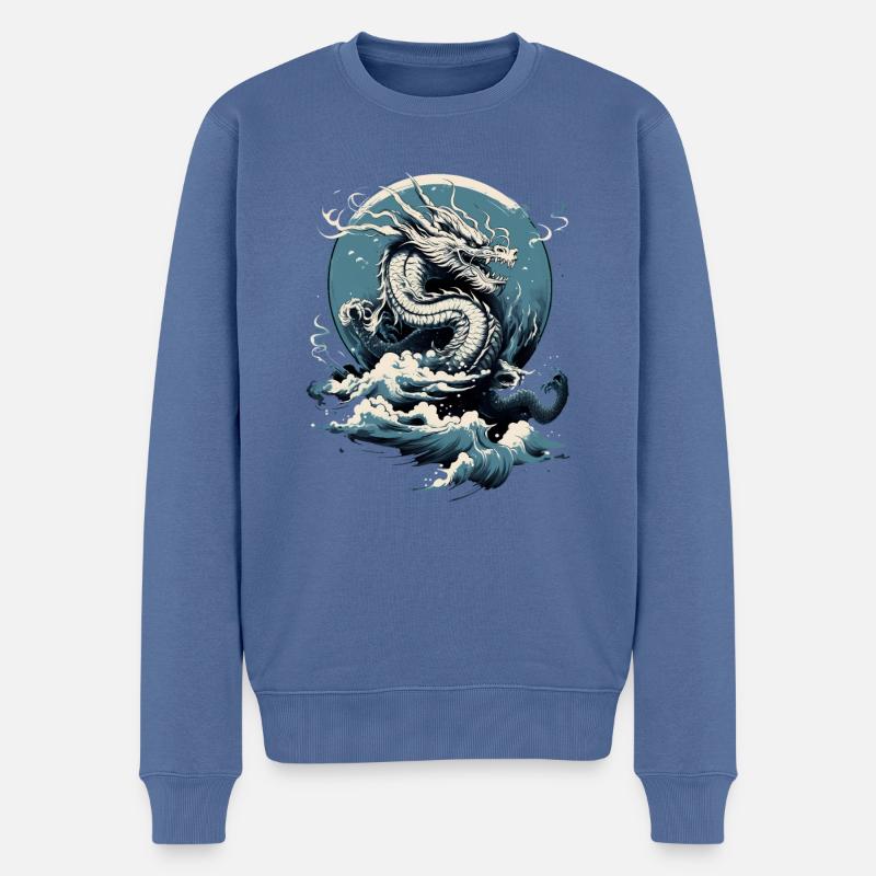 Himmelsdrache im Aufwind - Männer Premium Bio Pullover - Taubenblau