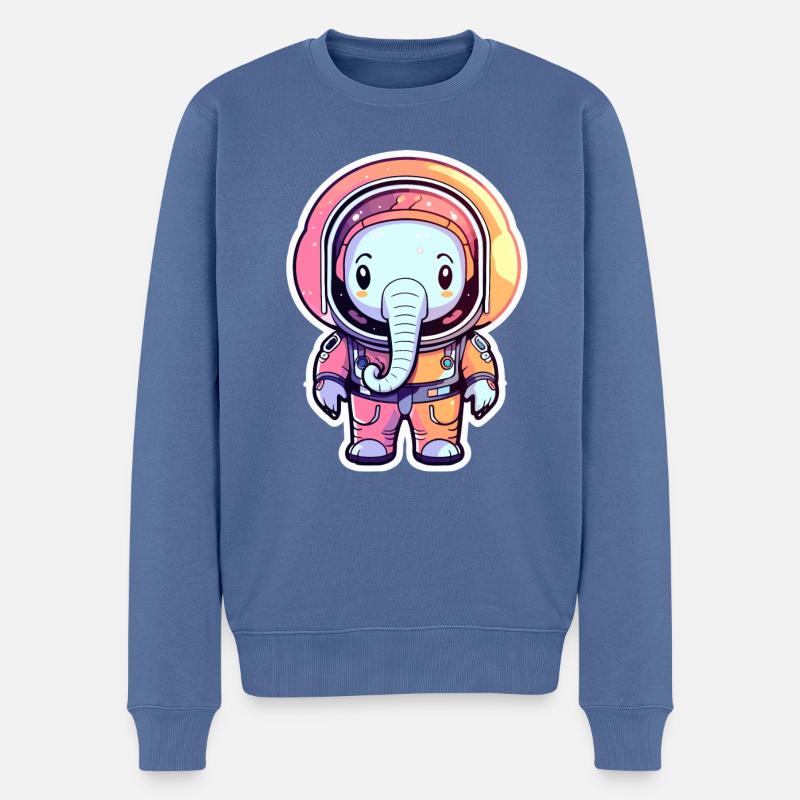 Illustration d’astronaute éléphant - Pull Premium bio Homme - bleu pigeon