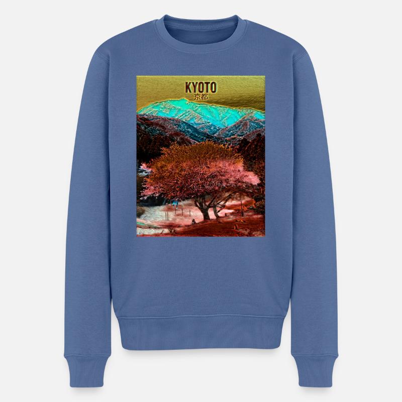Kyoto-Farbmischung - Männer Premium Bio Pullover - Taubenblau