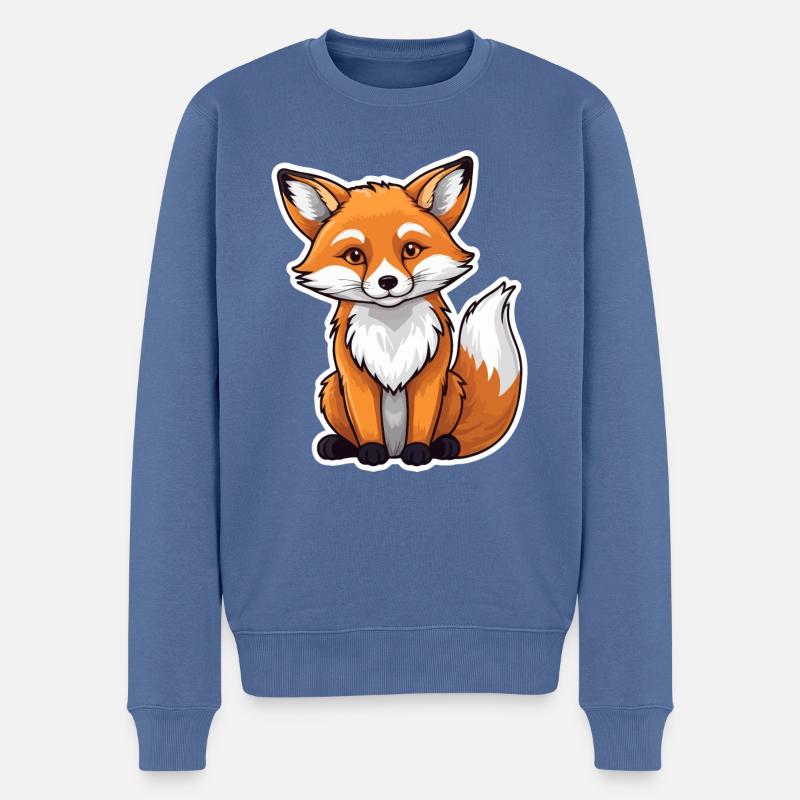 Fuchs Illustration - Männer Premium Bio Pullover - Taubenblau