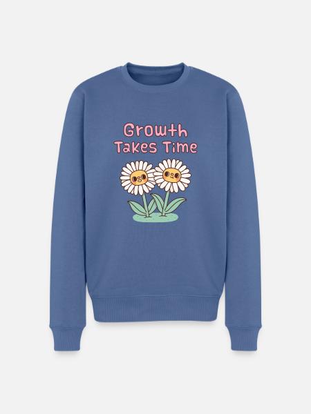 Niedliche Gänseblümchen Blumen Wachstum braucht Zeit Zitat - Männer Premium Bio Pullover - Taubenblau