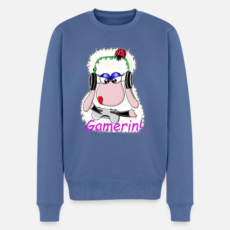 Gamerin! Wolly Sheepling.. Gaming - Männer Premium Bio Pullover - Taubenblau