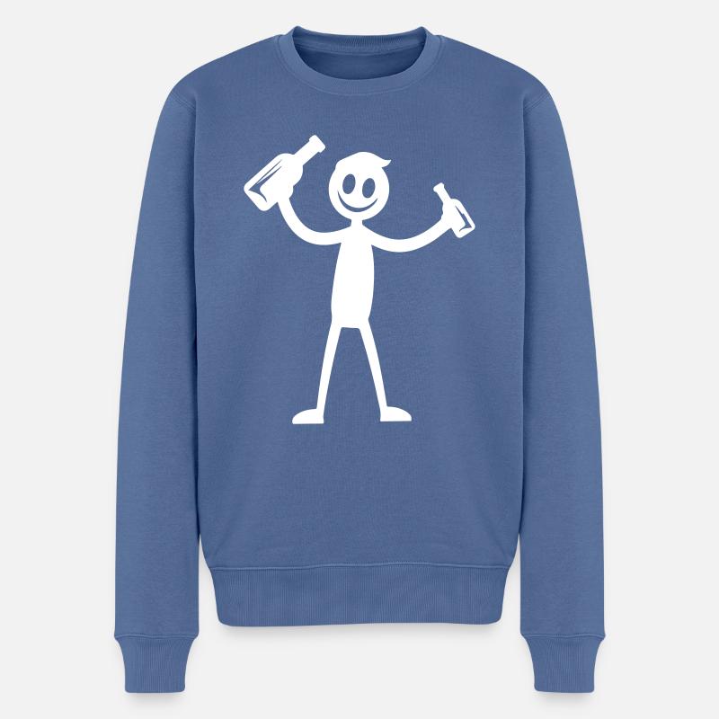Bier Trinken Party Silhouette - Männer Premium Bio Pullover - Taubenblau