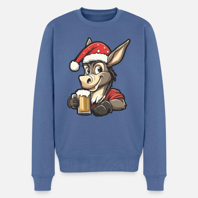 Âne Bière de Noël Drôle - Pull Premium bio Homme - bleu pigeon