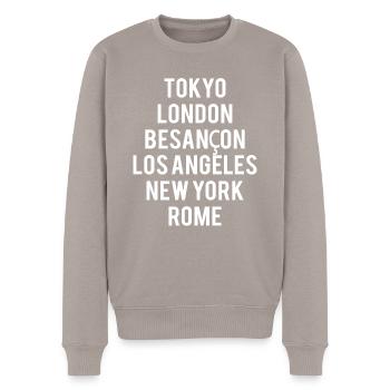 BESANçON Limited Edition - Männer Premium Bio Pullover - Taupe - Vorne - Nico (187cm)