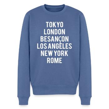 BESANçON Éd Limitée - Pull Premium bio Homme - bleu pigeon - Devant - Nico (187cm)