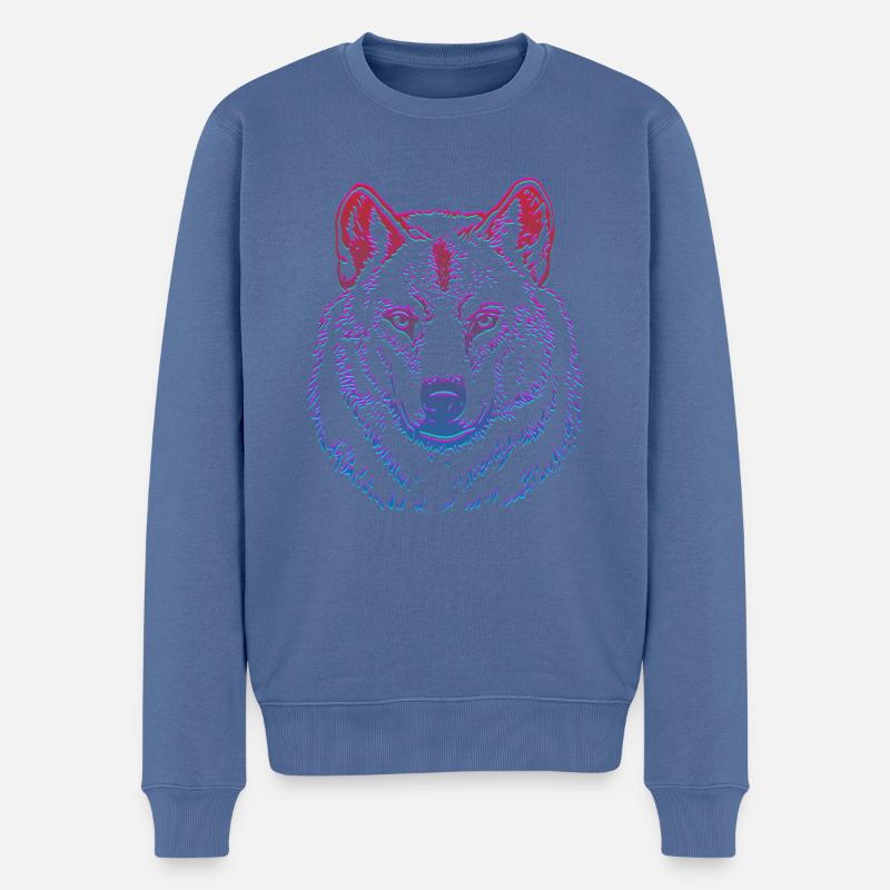 Wolf tête Graffiti - Pull Premium bio Homme - bleu pigeon
