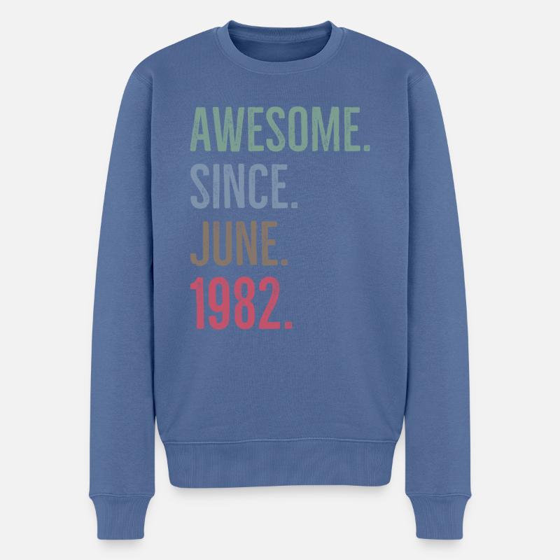 Großartig seit Juni 1982 - Männer Premium Bio Pullover - Taubenblau