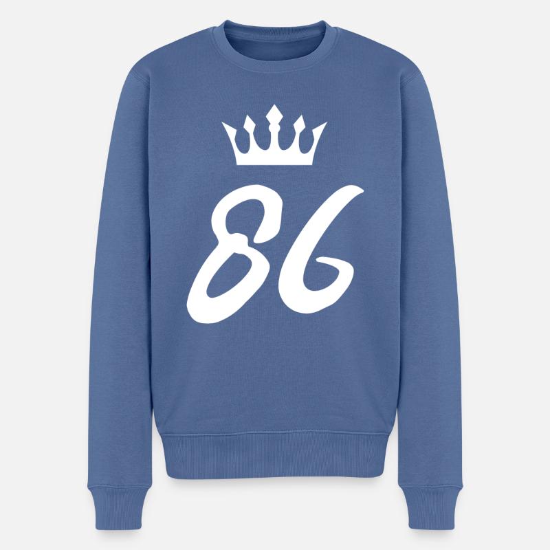 86 Zahl Krone - Männer Premium Bio Pullover - Taubenblau