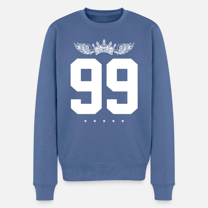 99 Couronne numérique - Pull Premium bio Homme - bleu pigeon