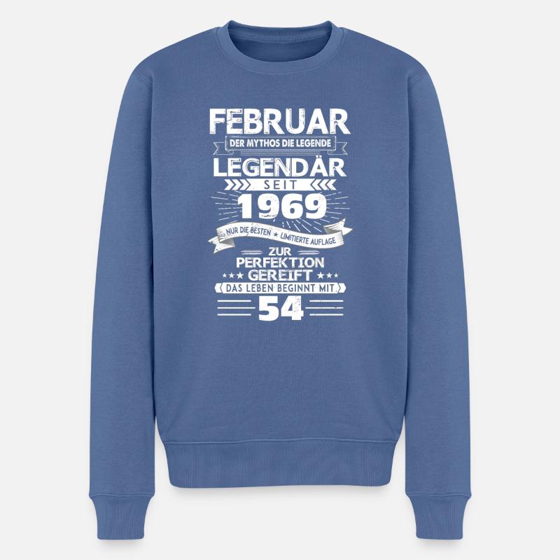 54. Geburtstag März Jahrgang 1969 Geschenkidee - Männer Premium Bio Pullover - Taubenblau