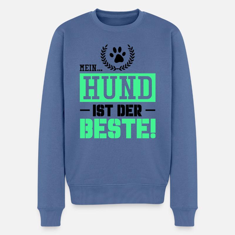 mein hund ist der beste - Männer Premium Bio Pullover - Taubenblau
