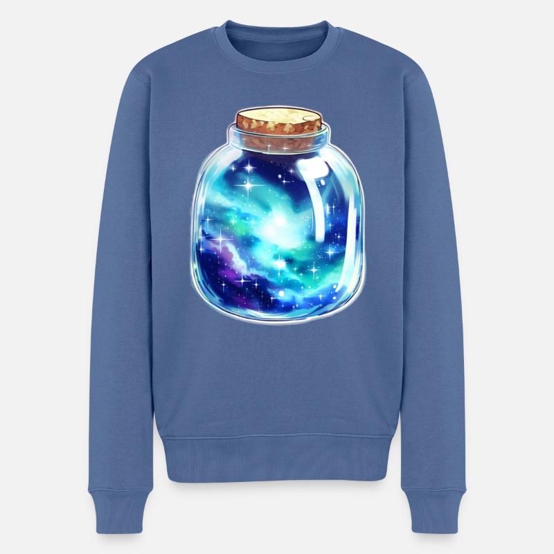 Platz in einem Glas - Männer Premium Bio Pullover - Taubenblau