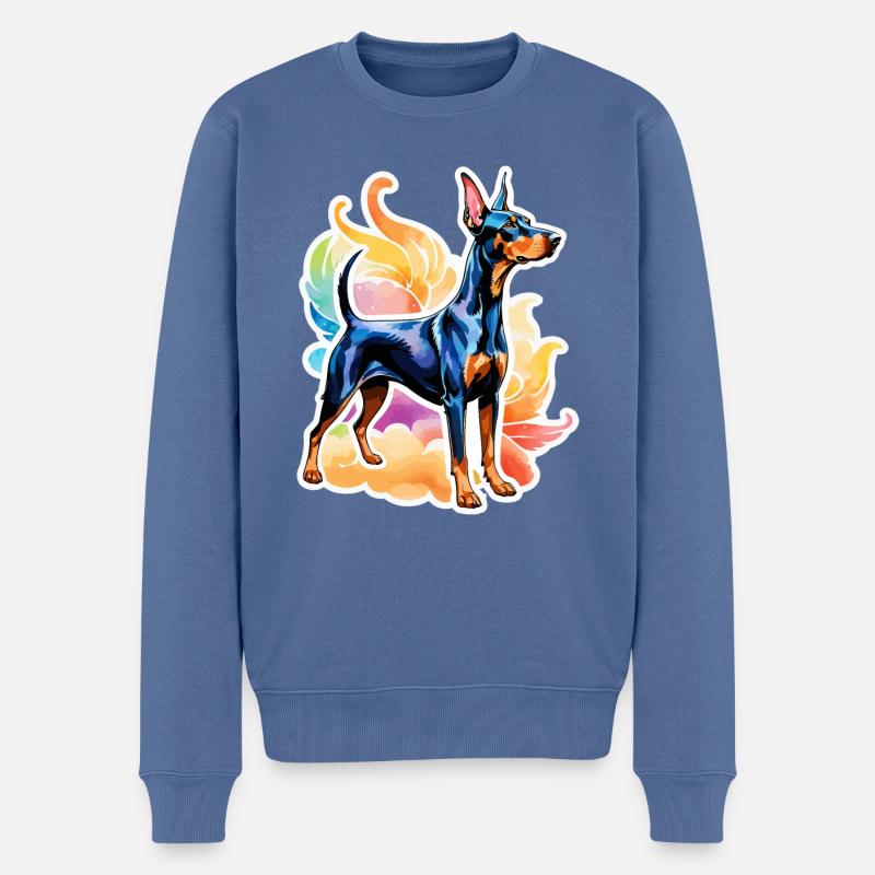 Dobermann Wasserfarben - Männer Premium Bio Pullover - Taubenblau