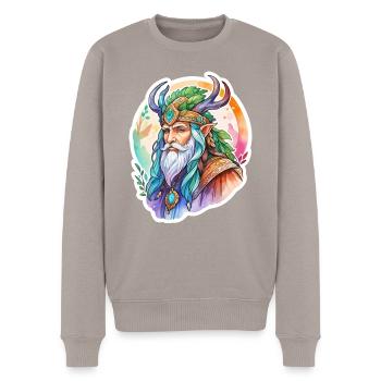 Druid Watercolors - Men's Premium Organic Jumper - taupe - Front - Nico (187cm)