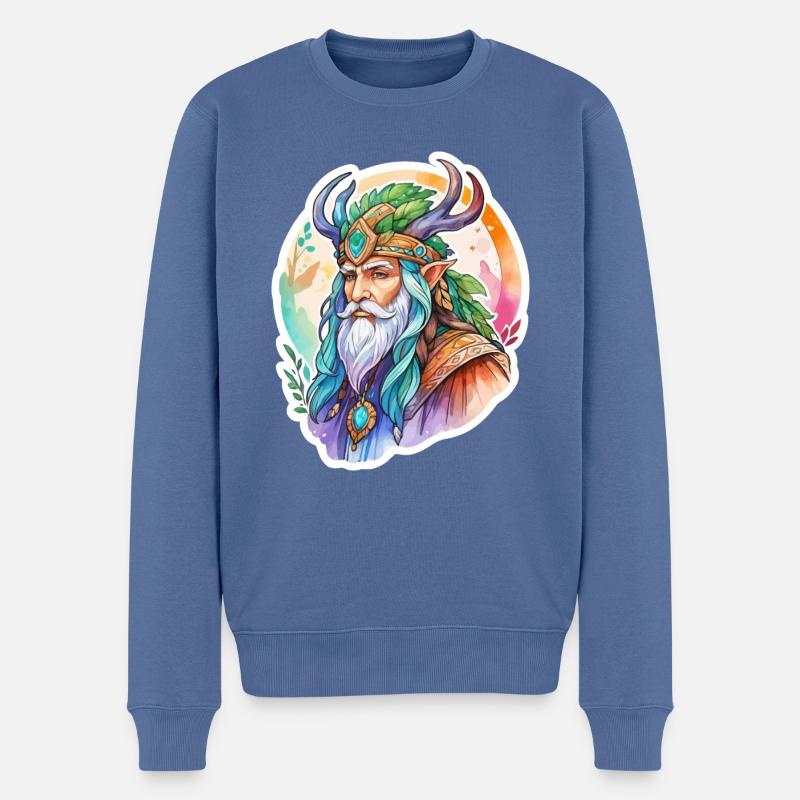 Aquarelles de druide - Pull Premium bio Homme - bleu pigeon