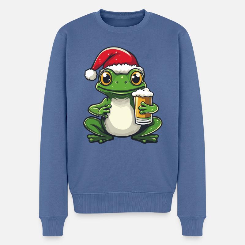 Frosch Weihnachten Bier Lustig - Männer Premium Bio Pullover - Taubenblau