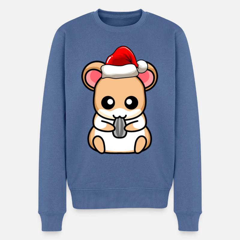 Hamster Comic Weihnachten - Männer Premium Bio Pullover - Taubenblau