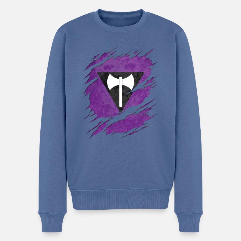 Lesben Labrys Pride Flag Ripped Reveal - Männer Premium Bio Pullover - Taubenblau