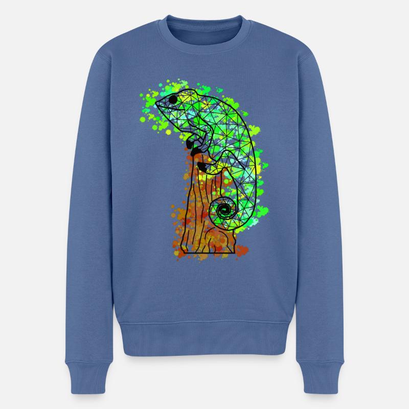 Chameleonn GeomeTRIX bunt - Männer Premium Bio Pullover - Taubenblau