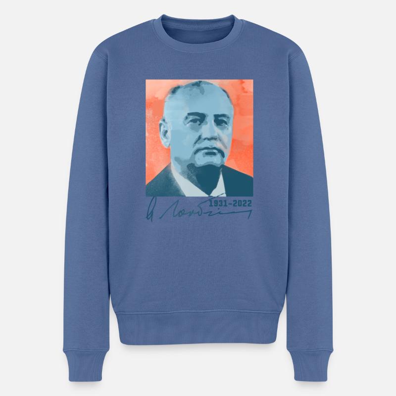 rip gorbi,gorbi,Michail Gorbatschow,Gorbatschow - Männer Premium Bio Pullover - Taubenblau